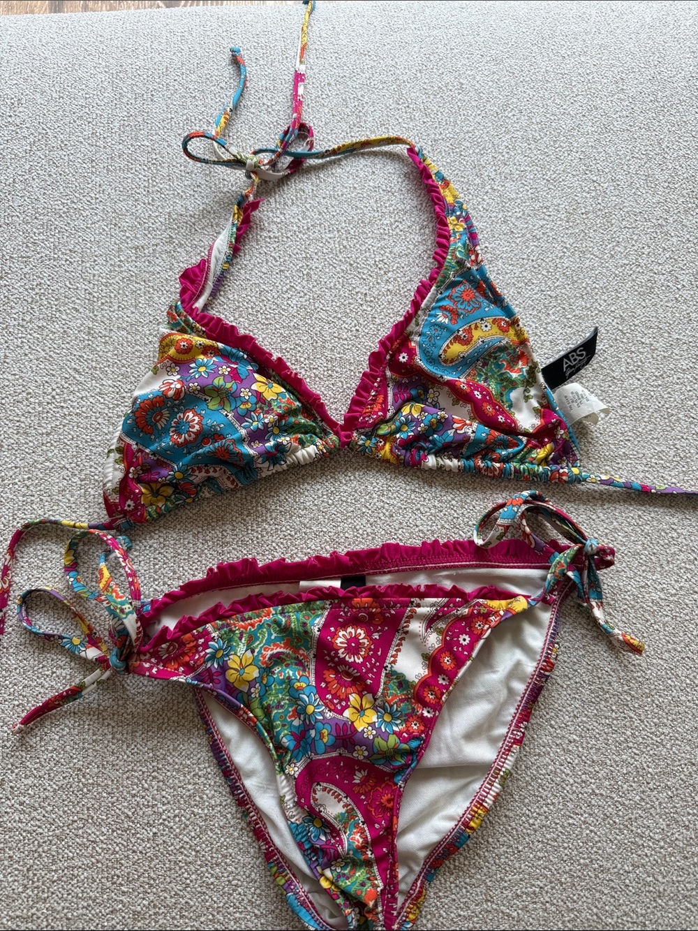 ABS Allen Schwartz Floral Paisley Bikini - Fuchsia & Turquoise